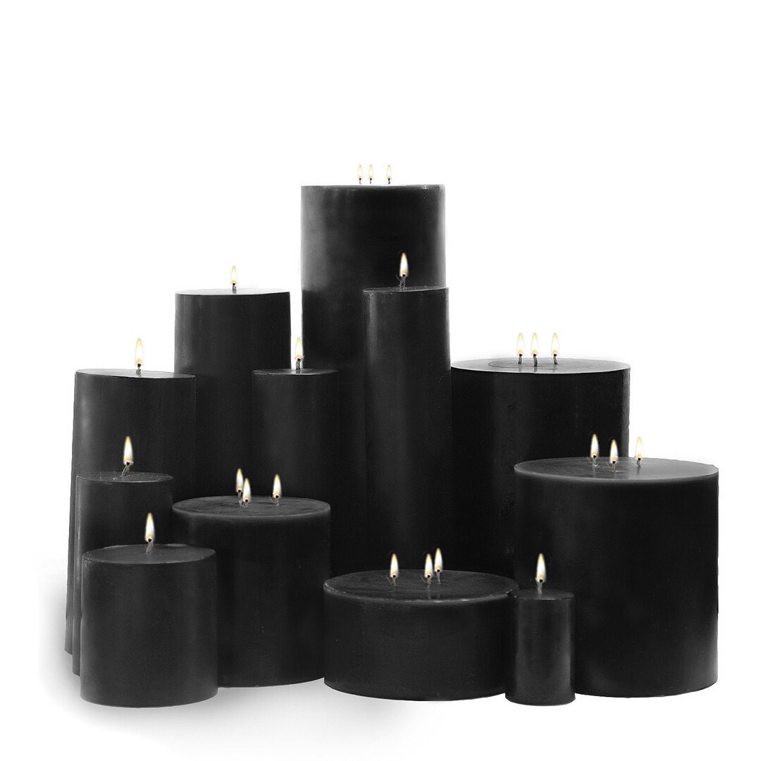 Black Pillar Candles Etsy