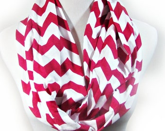 Chevron Scarf, Pink Scarf, Pink Chevron Scarf,Pink Infinity Scarf. Pink Zigzag Scarf.Grey Scarf . loop Scarf.Circle Scarf. Infinity Scarf.