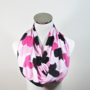 Pink Hearts Infinity Scarf. Infinity Scarf. Pink Hearts Scarf.Pink Hearts Scarf. loop Scarf.Circle Scarf. Infinity Scarf.