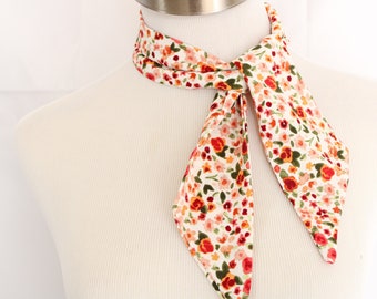 Skinny Hair  Tie Scarf in Stella Ditsy Floral Print. Headband, Neck scarf, Hair bun Scarf, Ponytail Scarf & Purse Accessory.