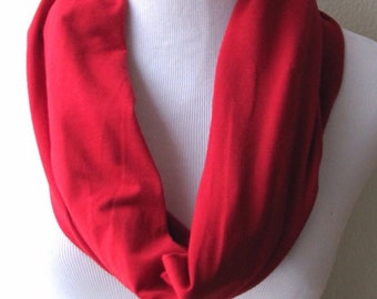 Red Scarf, Red Infinity Scarf. Red Solid Scarf.Red Loop Scarf. Scarf.loop Scarf.Circle Scarf. Infinity Scarf.7.5" x 72"