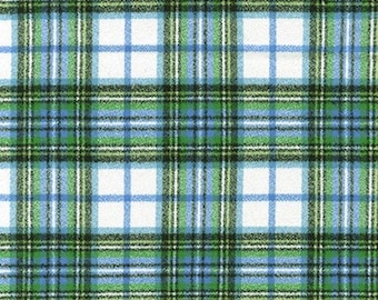 Waterfall Organic Plaid Flannel Scarf. White, Blue and Green .Choose Your Style- Infinity or Oblong