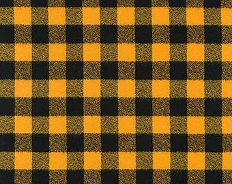 Yellow Plaid Buffalo Check Flannel Scarf. Colors: Black & Yellow.Choose Your Style- Infinity or Oblong