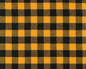 Yellow Plaid Buffalo Check Flannel Scarf. Colors: Black & Yellow.Choose Your Style- Infinity or Oblong
