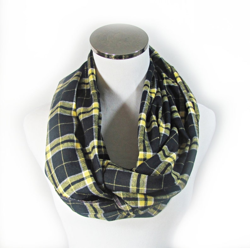 Yellow Plaid Infinity Scarf. Yellow Scarf. Yellow Infinity Etsy