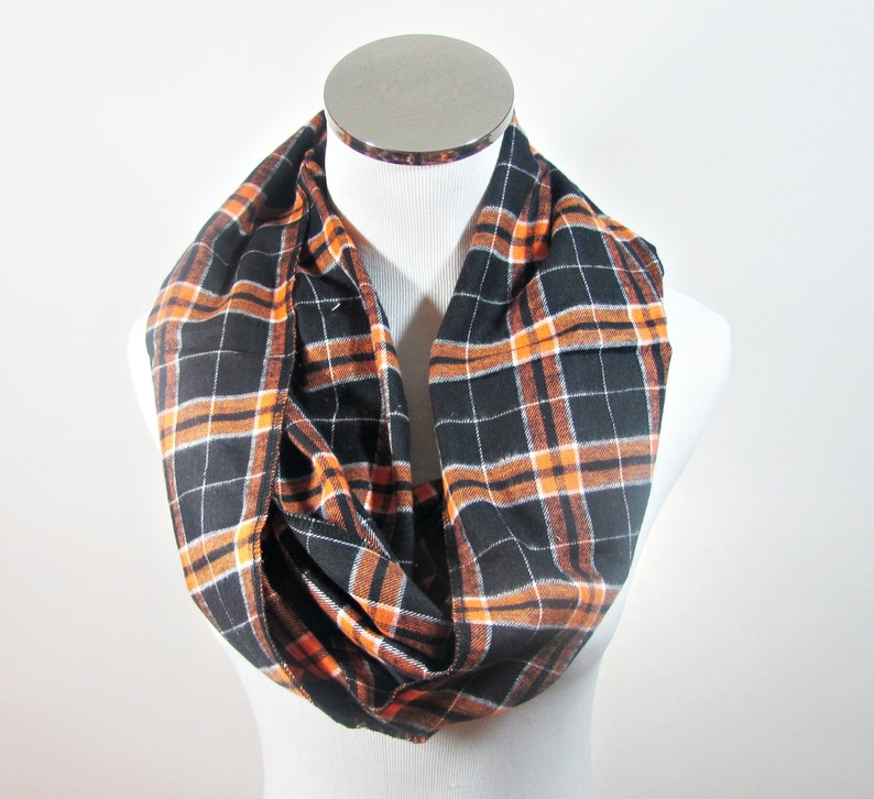 Orange & Black Plaid Scarf. Orange Plaid Infinity Scarf. Etsy