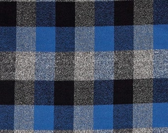 Blue Ocean Plaid Buffalo Check Flannel Scarf. Colors: Blue, Gray & Black.Choose Your Style- Infinity or Oblong