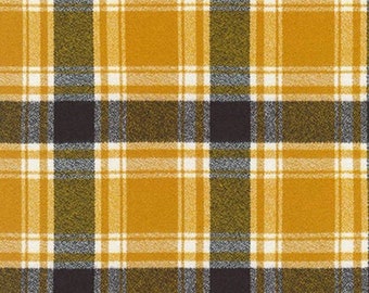 Bismarck  Saffron Plaid Flannel Scarf.Colors : Yellow, Brown and White . Choose Your Style- Infinity or Oblong