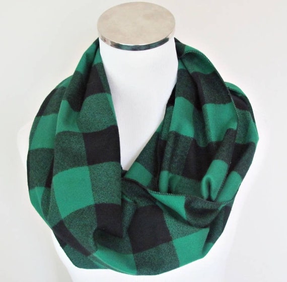 Green Buffalo Check Plaid Flannel Scarf Green And Black Choose Etsy