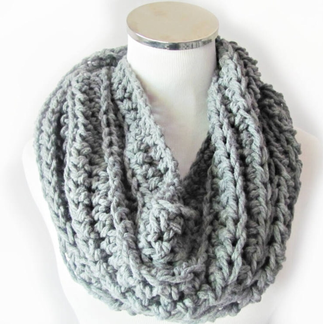 Grey Hand Knitted Chunky Infinity Scarf - Etsy