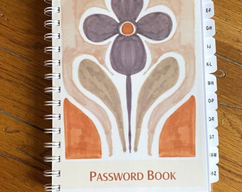 LP Password Book Website Address Book with A-Z Tabs Retro Cover Free Personalization