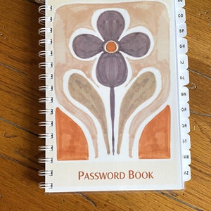 LP Password Book Website Address Book with A-Z Tabs Retro Cover Free Personalization