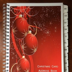 Weihnachtskarte Adressbuch mit A-Z Tabs 8 Jahre Tracker Geschenk personalisierbar Rot