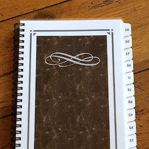 PASSWORD Internet Address Book Journal Spiral Bound with A-Z Tabs (Brown) Personalized Gift