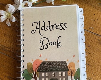 Large Print Address Book with Salt Box House Cover A-Z TABS Birthday & Anniversary Organizer Family Record Keeper Personalized Free