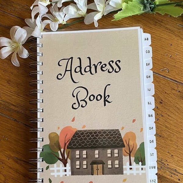 Large Print Address Book with Salt Box House Cover A-Z TABS Birthday & Anniversary Organizer Family Record Keeper Personalized Free