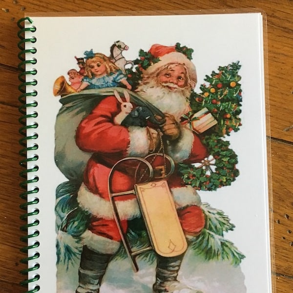 Christmas Card Address Book 8 yrs Personalized Gift Santa Cover Design