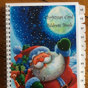 Christmas Card Address Book with A-Z Tabs Santa Personalized Gift