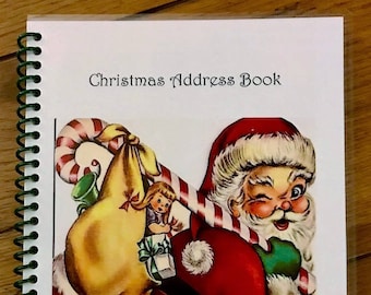 Christmas Card Address Book 8yrs Personalized Gift Santa Vintage Cover Design