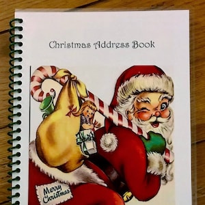 Cartão de Natal Livro de Endereços 8 anos Presente Personalizado Papai Noel Design de Capa Vintage