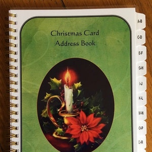 Adresboek kerstkaart GROTE OPDRUK met AZ Tabs Gepersonaliseerd cadeau kaars
