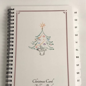Livro de endereços de cartão de Natal com TABS A-Z 8 anos presente personalizado branco