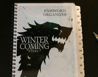 PASSWORD Internet Address Book Journal with A-Z Tabs Winter Is Coming Personalized Gift