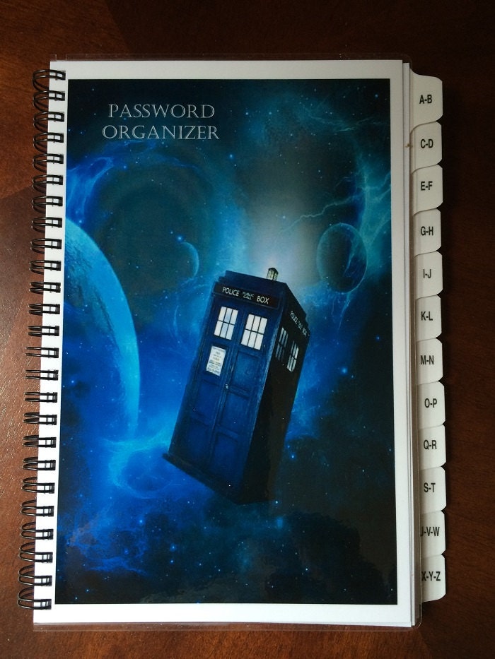 PASSWORD Website Address Book Journal with A-Z Tabs Doctor Who Personalized Gift