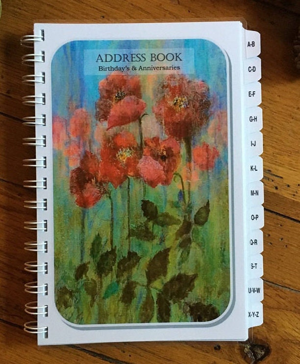 Large Print Address Book with A-Z TABS Birthday Anniversary Family Record Keeper Personalized Free