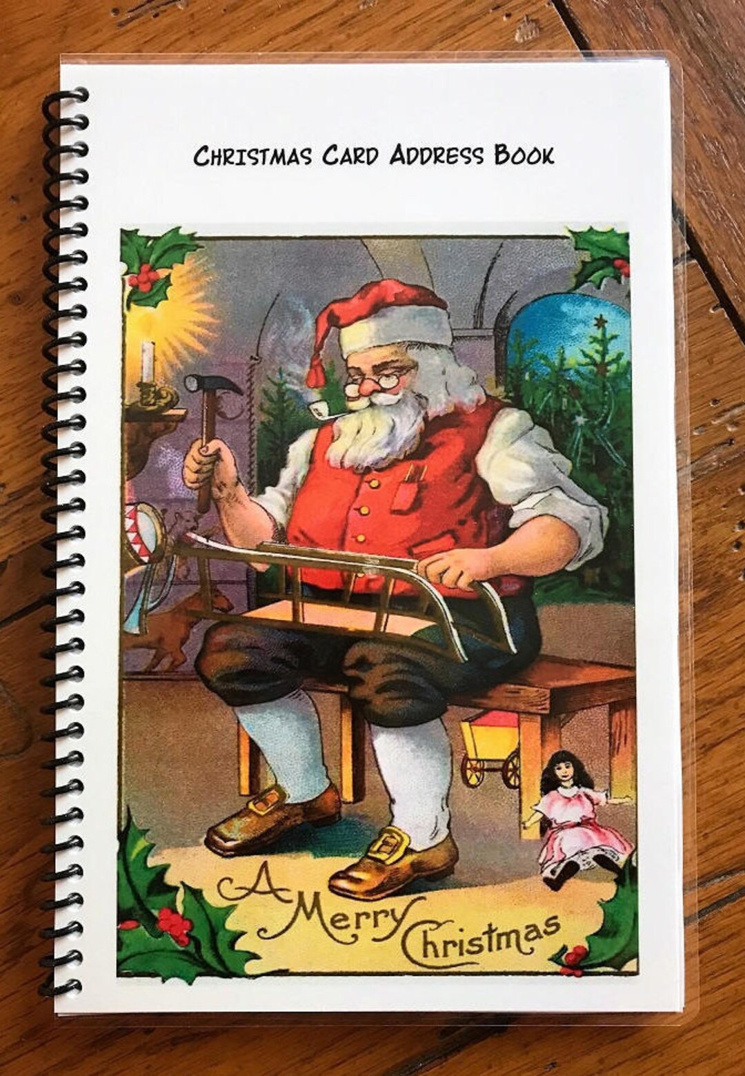 Christmas Card Address Book 8yrs Personalized Gift Santa Toy Maker