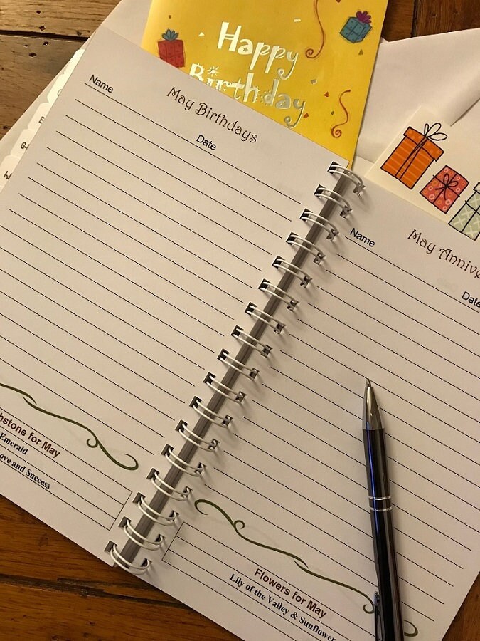 Large print address book with a z tabs birthday anniversary etsy