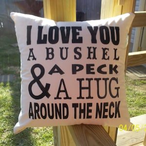 I Love You A Bushel And A Peck Primitive Stencil Pillow