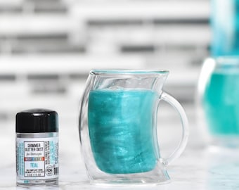 Teal Shimmer Glitter Dust™ Edible Glitter For Drinks, Cocktails, Beer, Garnish Pearl Glitter & Beverages - Food-Grade Compliant