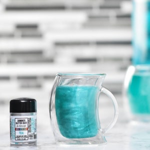 Teal Shimmer Glitter Dust™ Glitter commestibili per bevande, cocktail, birra, guarnire, glitter perlati e bevande, compatibile con uso alimentare
