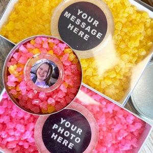 Rock Candy Gift Box with Custom Hard Candy Photo or Message