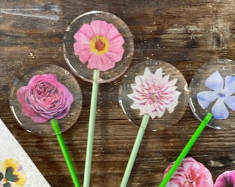 Custom Flower Hard Candy Sucker Lollipop Wedding Party Favors