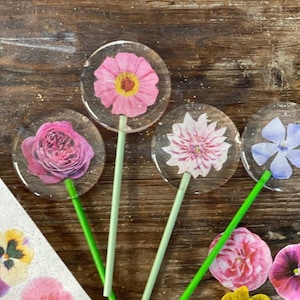 Custom Flower Hard Candy Sucker Lollipop Wedding Party Favors