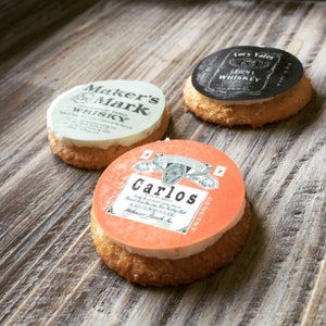 Pre Cut Custom Edible Round Beer Wine Alcohol Bottle Label Edible Images for Cookies, Cupcakes Candy and Cakes 1 Dozen