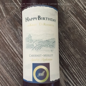 100% Edible Sugar Wine Bottle Label on Frosting Paper