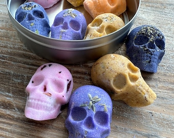 Sugar Skull Drops Sugar Cubes with Flavor & Real Flowers - Vanilla Lemon Cinnamon Butterfly Pea Rose Caramel