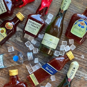100% essbare Zucker Isomalt Mini Bourbon Rum Whisky Flasche Cake Topper