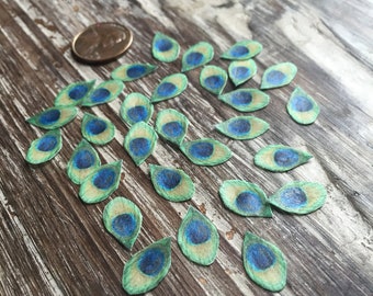 Edible Glitter Peacock Feathers YOU CUT OUT on Edible Wafer Paper for Cookies Cakes Cupcakes Drinks Candy and More Party Wedding Decor