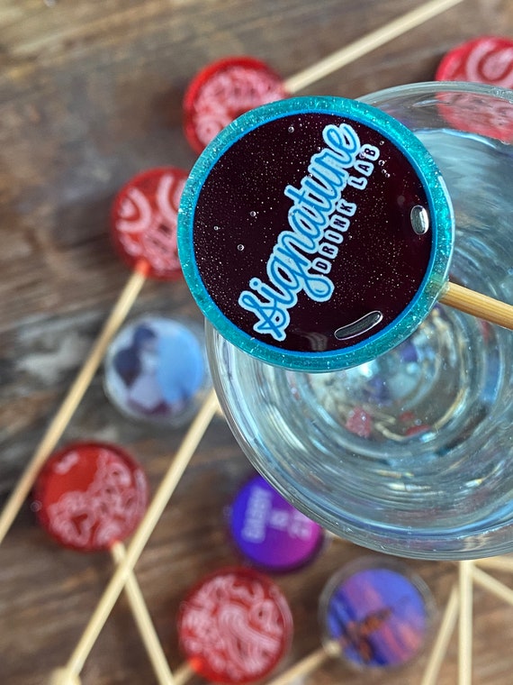 Custom Drink Stir Sticks w/ Image Photo Logo Monogram Drink Paddles 1 Dozen Set Il_570xn