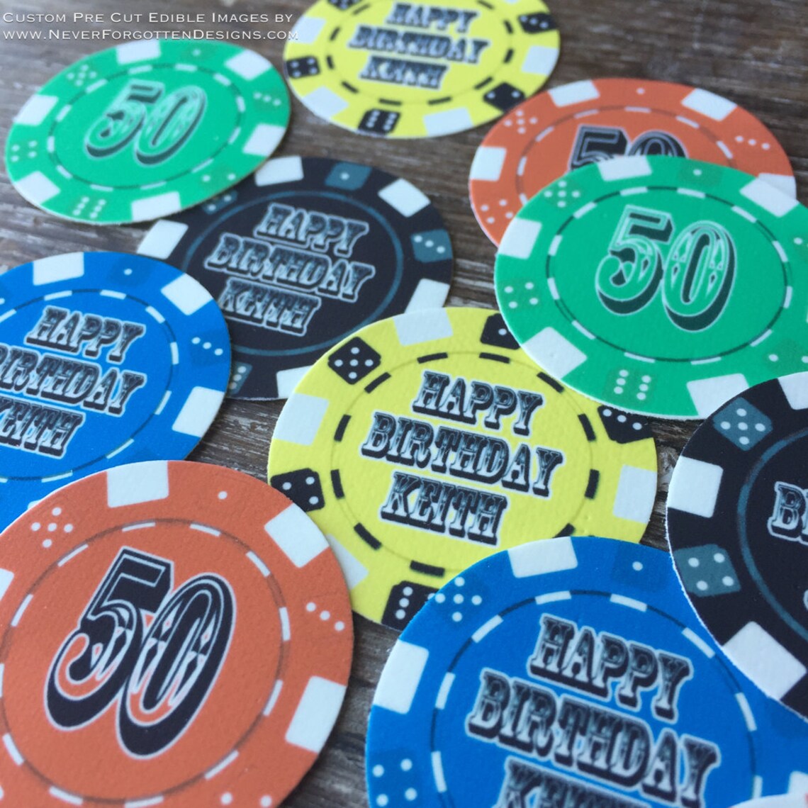Personalized Casino Poker Chips Edible Precut Images for Etsy