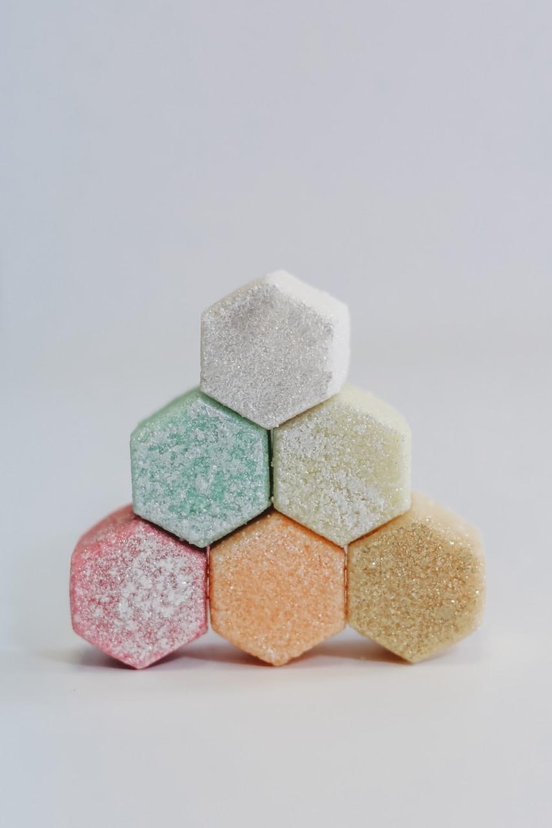 Shimmering Sugar Hex Drink Drops Flavored Sugar Cubes for Mocktails, Summer Drinks Cranberry,Pina Colada,Lime,Lemonade, Mint, Orange image 2