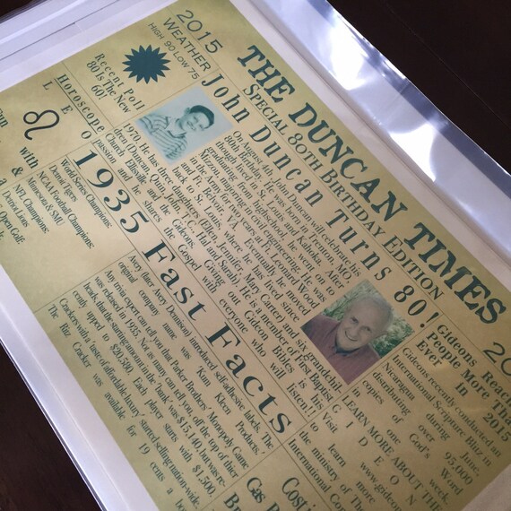 Edible Aged Personalized Newspaper Photo Cake Topper on Edible Etsy