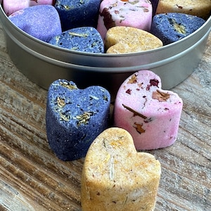 Sugar Heart Drops Sugar Cubes with Flavor & Real Flowers - Vanilla Lemon Cinnamon Butterfly Pea Rose Orange