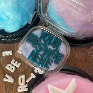Custom Cotton Candy Cake with Personalized Hard Candy Message of Edible Photo