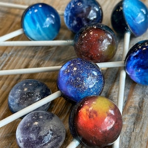 Cosmic Galactic Space Themed Lollipops Planets - Celestial Fun with Edible Glitter & Sugar-Free