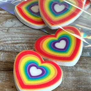 Rainbow Heart Candy Cupcake Toppers XLarge Sprinkles 100% Edible